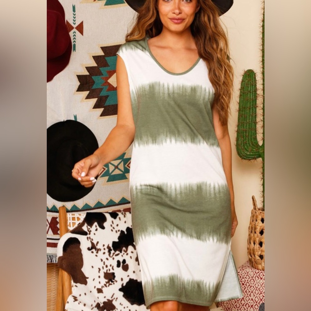 Tye dye striped dress with cutout back